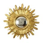 Gouden Sunburst Spiegel Zonnespiegel Hout Convex Heksenspiegel Sixties thumbnail 10