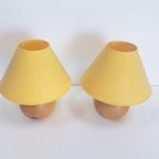 Set 2 Vintage Tafellamp Beuken Hout Bol Lamp Deens '70 thumbnail 10