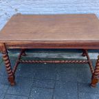 Stoere Eiken Eettafel/ Schrijftafel Met Gedraaide Poten, Exacte Maten Volgen thumbnail 12