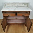 Vintage Antiek Dressoir Commode Ladekast Badkamerkastje Met Marmer Blad 101 thumbnail 7