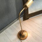 Vintage Bureaulamp Geborsteld Goudkleurig thumbnail 4