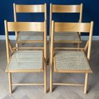 2 Vintage Klapstoelen / Eetkamerstoelen, Rotan, Zeer Net, Habitat Jaren 80 thumbnail 17