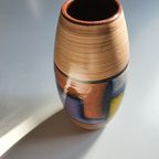 Mid-century Pattern Vetrata Vases And Bowls By Aldo Londi For Bitossi Italy. Black, Blue, Orange thumbnail 18
