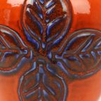 Vintage Oranje En Blauwe Geglazuurde West Germany Vaas Carstens 116-2L thumbnail 7