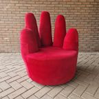 90'S Vintage Fauteuil Rode Handstoel Retro Fauteuil thumbnail 3