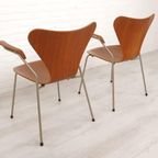 2 Vintage Vlinderstoelen Van Arne Jacobsen Voor Fritz Hansen Model 3207 Teak thumbnail 14