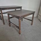Vintage Bamboe En Hout Nest Tafeltjes . thumbnail 4