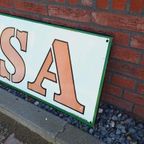 Groot Vintage Emaille Bord Met Reclame Voor Visa-Sigaretten. thumbnail 6
