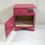 Antiek Restyle Kastje Nachtkastje Fuchsia Roze & Kobalt Knop thumbnail 6
