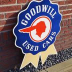 Tof En Groot Decoratief Emaille Bord Goodwill Used Cars. thumbnail 4