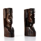 Vintage Set 2 Afrikaanse Houten Beelden thumbnail 15