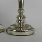 Set Van 2 Kwikzilveren Kandelaars, Rond 1900 (armeluiszilver) thumbnail 7