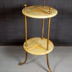 French Two-Tier Marble & Brass Side Table / Etagère thumbnail 3