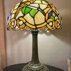 2 Beschikbaar Vintage Art Nouveau Stijl Papegaai Glas In Lood thumbnail 4