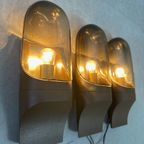 3x Vintage ‘smoked Glass’ Muurlamp – Hans Popp thumbnail 2