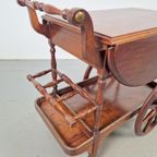Vintage Spindle Bar Cart Hout Trolley 1970 Italië Side Table thumbnail 14