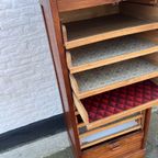 Eiken Rolluik Archiefkast Met Originele Schuifbakken, 113 Cm Hoog thumbnail 4