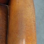 Karaktervolle En Comfortabele Cognac-kleurige Vintage Schapenleren Armchair thumbnail 4