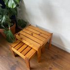 Vintage Mid Century Grenen Side Tables Bijzettafels thumbnail 6