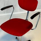 Gebr De Wit Bureaustoel Vintage Burostoel Rood Desk Chair thumbnail 4