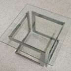 Vintage Chrome En Glas Bijzettafel Salontafel Sidetable thumbnail 6