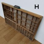 Brocante, Bruine Antieke Houten Letterbak, Wanddecoratie H thumbnail 4
