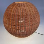 Rotan Bolvormige Vloerlamp / Tafellamp. Duitsland 1980'S thumbnail 8