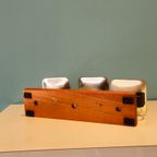 Vintage Teak Kandelaar Kaarsenhouder Chrome thumbnail 12