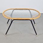 Vintage Rohé Noordwold Rotan Salontafel Glas Rattan 1960 thumbnail 4