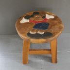 Vintage Mickey Mouse Houten Krukje, Diameter 25 Cm thumbnail 2