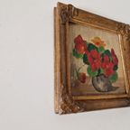 Antiek Schilderijtje Oost Indische Kers Bloemen Schilderij thumbnail 4