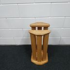 Zeldzaam Jaren 70-80 Eiken Plantentafel Planten Zuil (art Deco Style) thumbnail 5
