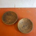 Two Antique Brown Wood Bowls Hand Carved Folk Art thumbnail 10