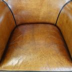 Kwalitatief Goede Schapenleren Fauteuil/armchair In Een Lichte Cognac Kleur thumbnail 7