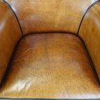 Kwalitatief Goede Schapenleren Fauteuil/Armchair In Een Lichte Cognac Kleur thumbnail 7