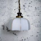 Vintage Hollywood Regency Hanglamp Keramieken Kap Met Goud thumbnail 5