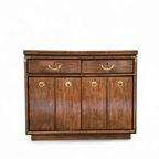 Vintage Drexel Accolade Campaign Server Dry Bar On Casters / Flip Top 1980s thumbnail 15