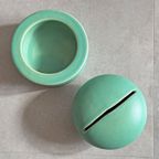 Unieke Vintage Mobach Turquoise Keramiek Dekselpot / Dekseldoos thumbnail 2