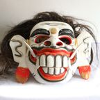 Vintage Balinese Demon Dans Masker, Indonesië Eind 20E Eeuw. thumbnail 2