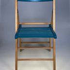 Set Van Twee Vintage Klapstoelen, Groen / Blauwe Zitting. Nederland 1980'S thumbnail 15