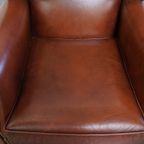 In Goede Staat Verkerende Luxe Oorfauteuil In Engelse Stijl Gemaakt Van Rundleer thumbnail 6