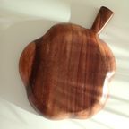 Vintage '70 Teak Schaal Eikenblad, Handgemaakt thumbnail 6
