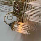 Vintage Art Deco Jaren 20 Stijl Kroonluchter Hanglamp Opaline Staafjes thumbnail 11