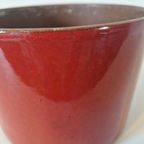 Vintage Bloempot Rood Oranje Keramieke Pot thumbnail 5
