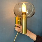 Mid Century Glazen Wandlamp Met Messing Frame thumbnail 5