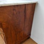 Vintage Frans Dressoir Commode Ladekast Badkamermeubel Met Marmer Blad 703 thumbnail 4