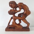 * Vintage Beeld 2 Kussende Mannen Of Man En Vrouw ? Midcentury thumbnail 2