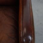 Karaktervolle Schapenleren Fauteuil/ Armchair Met Een Mooi Patina En Warme Kleuren thumbnail 12