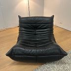 Nieuw Ligne Roset Togo Set Zwart Leer 2-Zits + 1-Zits + Poef thumbnail 2