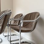 Vier Vintage Chromen Slede Eetkamerstoelen thumbnail 6